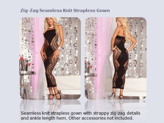 Zig-Zag Seamless Knit Strapless Gown
