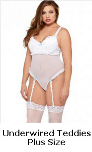 Plus Size Romantic Mesh Gartered Underwired Teddy