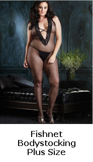 Plus Size Rhinestone Fishnet Open Crotch Bodystocking